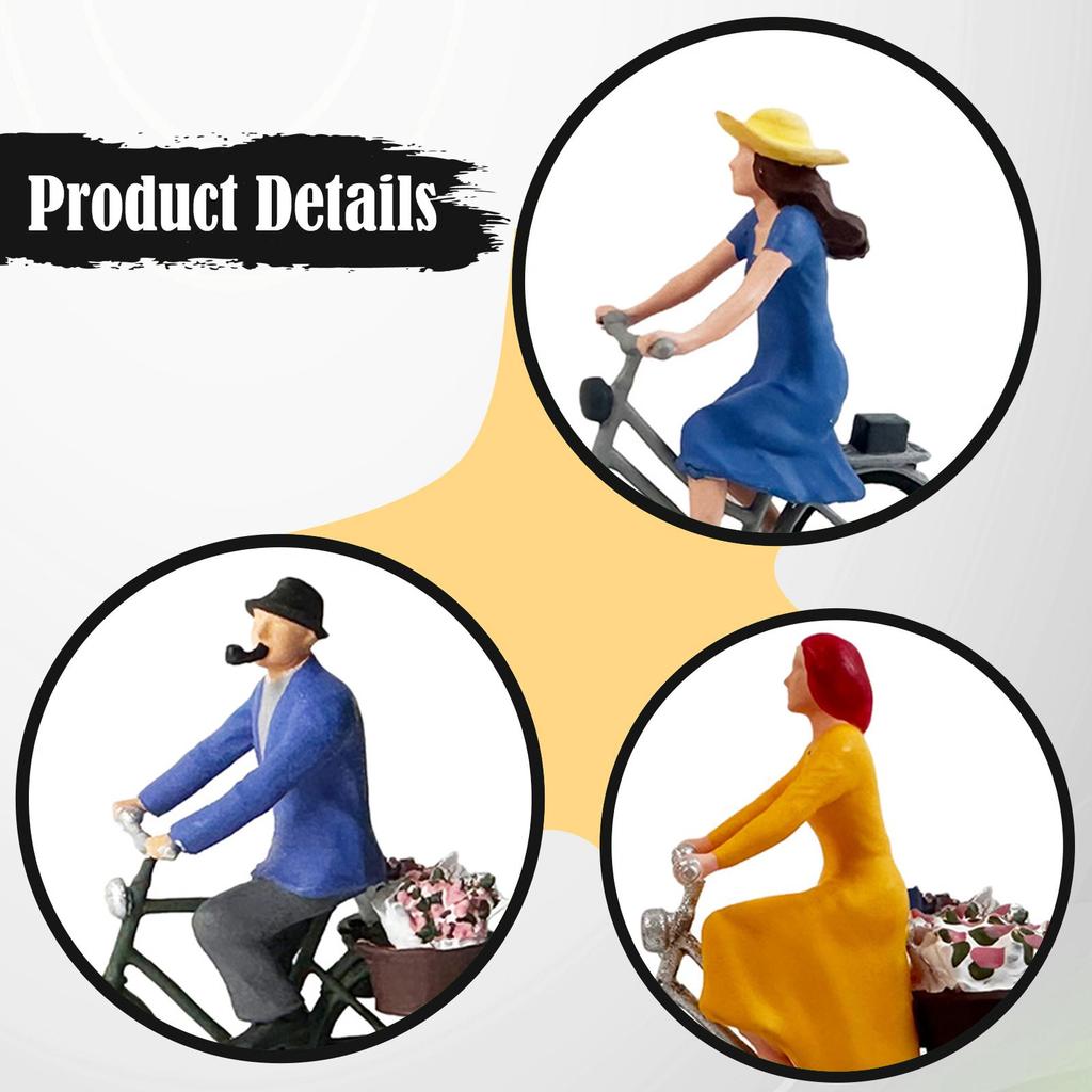4x 1/64 Cyclist :64 Bike Model DIY Scene Dioramas Photo Prop Micro Landscape Tiny People Biker