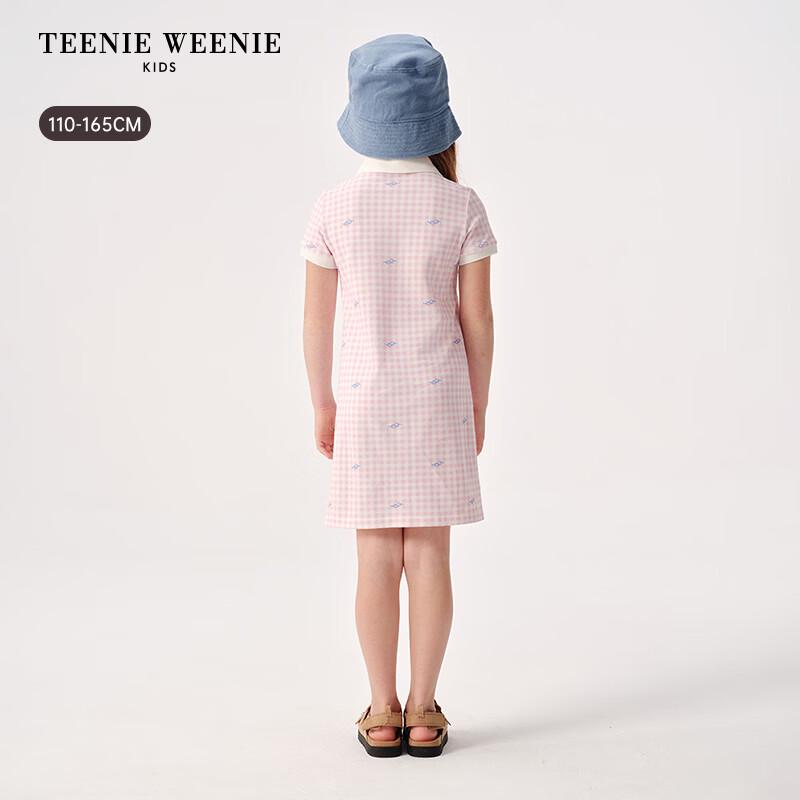 Teenie Weenie Клетчатое платье-поло А-силуэта для девочки