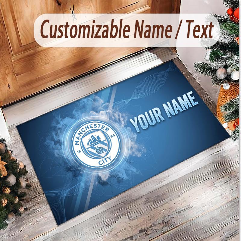 Personalized Crystal Velvet Carpet Manchester City Pattern Non Slip Floor Rug