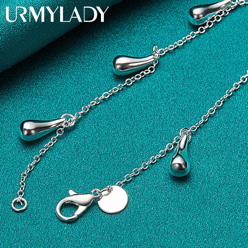 Браслет из стерлингового серебра 925 пробы с каплями воды для женщин, свадебные и помолвочные модные вечерние украшения