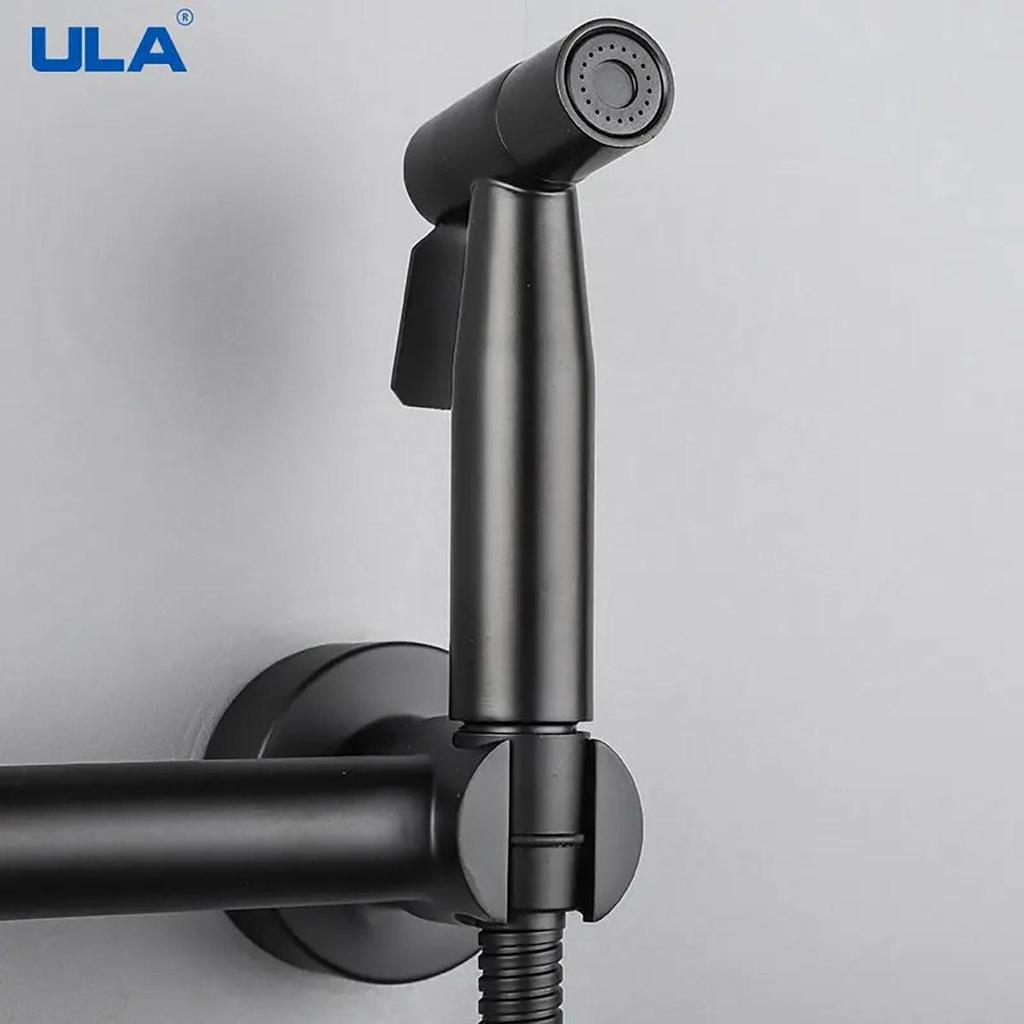 ULA Черный смеситель для биде из нержавеющей стали, смеситель для унитаза, ручной распылитель для биде, набор, смеситель для холодной и горячей воды, кран, гигиеническая насадка для душа
