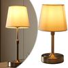 Cordless LED Metal Table Lamp USB Rechargeable 5200mAh Portable Fabric Shade Desk Lamp 2200K Warm Light Bedside Lamp