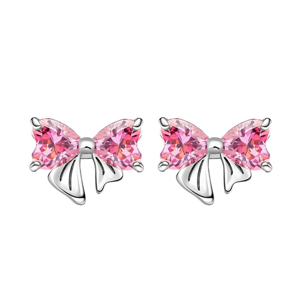 925 Silver Charms Colorful Bow Set Earrings Ring Beads Pendant for Women Bracelets Necklaces DIY Jewelry Gift