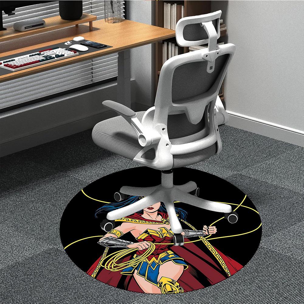 1pc Wonder Woman Office Round Area Rug, Under Office Chairs Bedroom Living Room Home Decor, Room Deco, Available in Various Sizes072