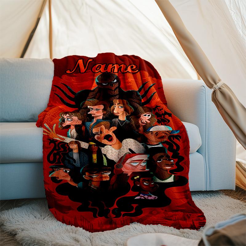 Personalized Custom Name Blanket - Stranger Things Print Design,Blanket for Sofa,Bed,Travel,Camping - Soft and Warm, Great Gift