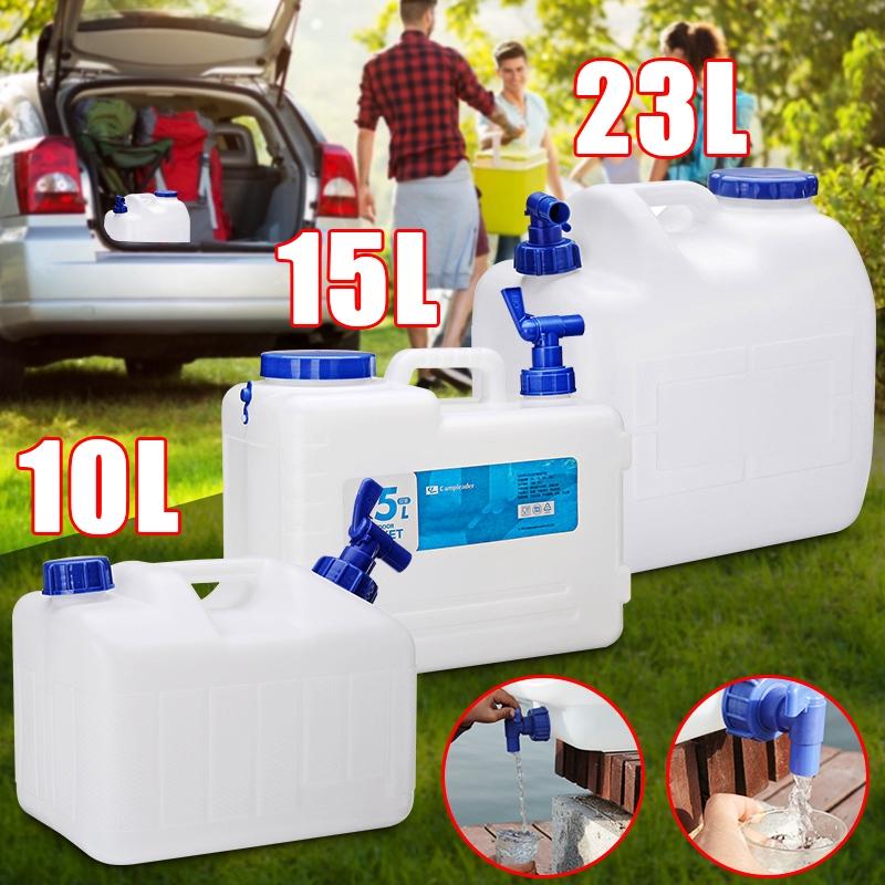 10/15/23L Portable Outdoor Camping Car Water Carrier Bucket Canister Storage Container Hiking Travel with Handle Water Tap