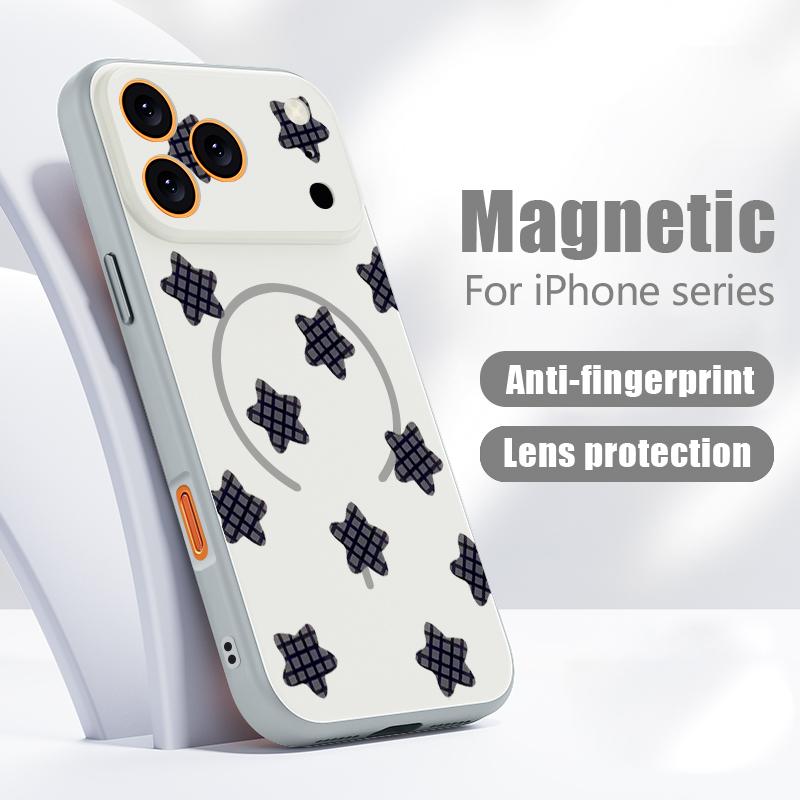 Чехол со звездным узором 'Lucky Stars' для iPhone 17 Pro Max Магнитный для Magsafe Гибридная тонкая матовая крышка для iPhone 16 15 14 13 Pro Max