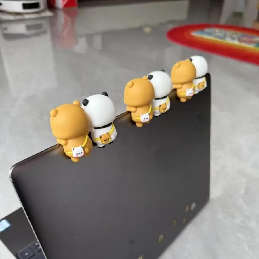 Кавайные фигурки Аниме Бубу Дуду Украшение для дома, машины, телефона Милый мини-игрушка Панда Мультяшный Медведь Йер Кукла Декор для экрана Подарок для пары