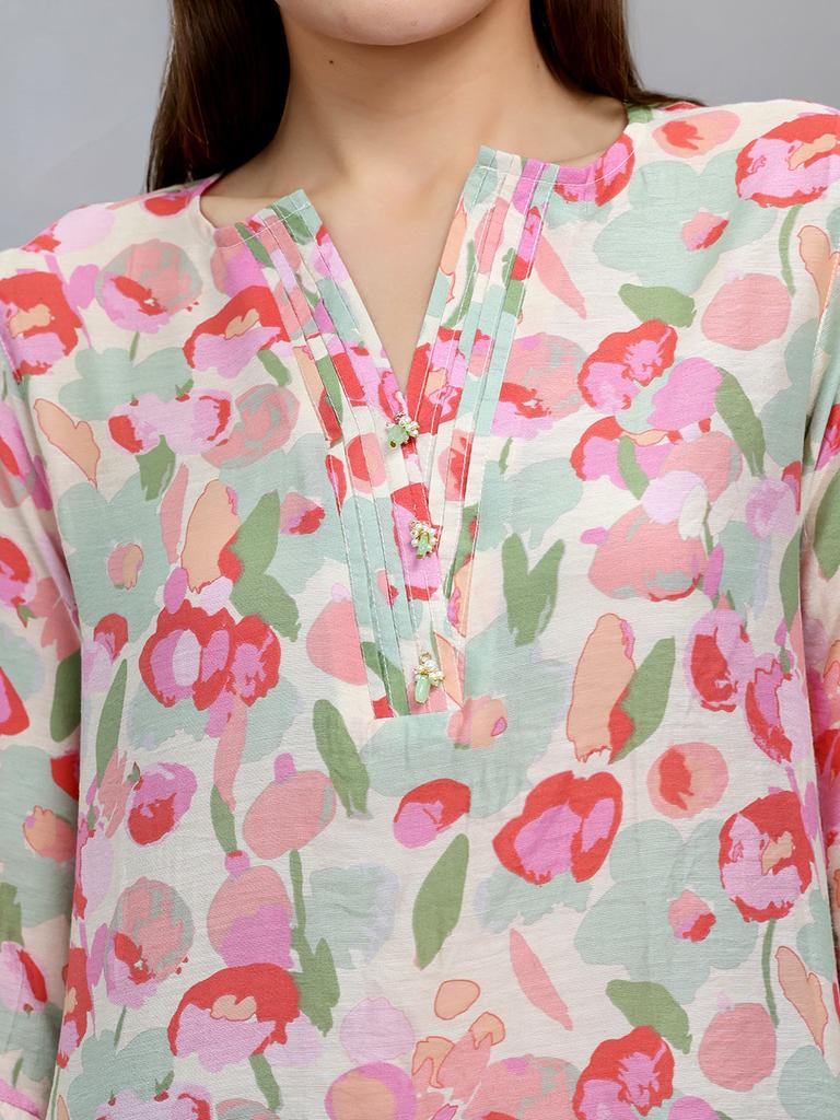 Monte Carlo Women Regular Fit Pink Kurti