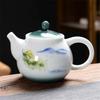 Ceramic Office Cold Kettle Handmade Celadon Hand Painted Teapot Simple Kung Fu Tea Set Porcelain Filter Tea Pot Teaware 360ML