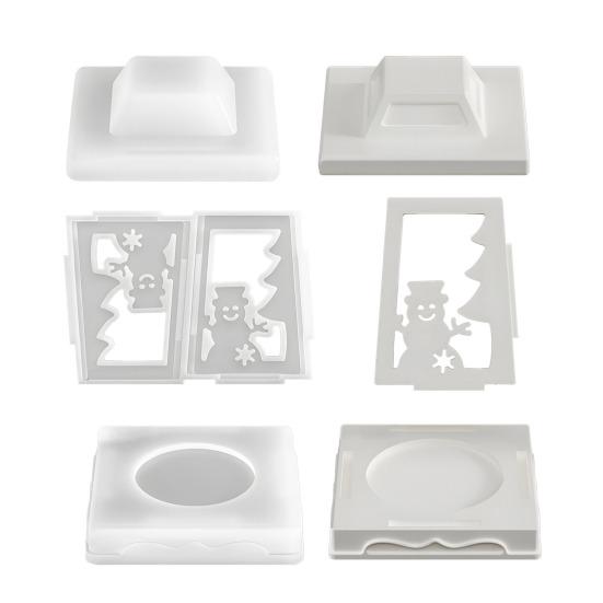 Форма для подсвечника на Рождество Гибкая антипригарная силиконовая форма Форма для литья рождественского фонаря из смолы гипса Лось Снежинка Снеговик Подсвечник