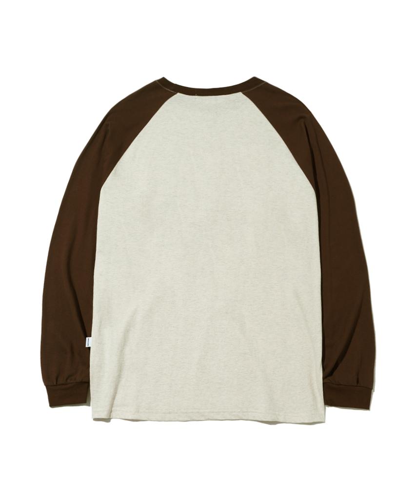 PAGESIISII Square Box Text Print Oversized Long Sleeve Brown
