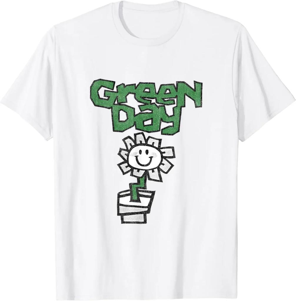 Green Day Men and Womens Flower Pot TShirt Funny Cute Clothing Graphic TShirt Men Women Clothing Y2k Comfortable and Soft