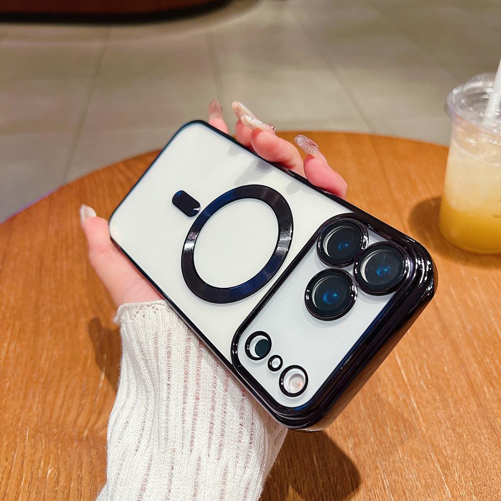 Роскошный чехол из мягкого силикона с гальваническим покрытием для Magsafe для iPhone 17 Air 16 15 14 13 12 Pro Max 11 Plus Магнитная защитная крышка для камеры