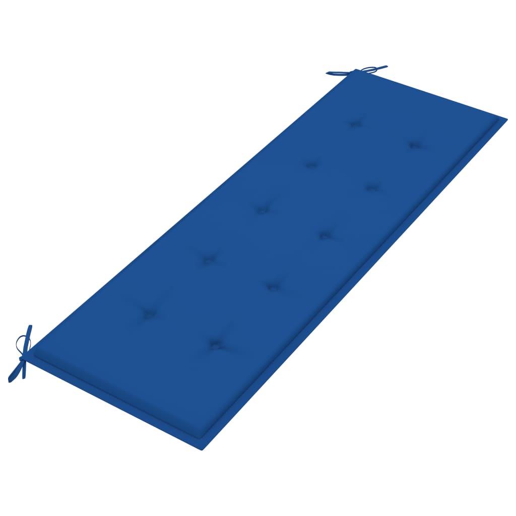 Vidaxl Ławka Batavia Z Niebieska Poduszką, 150 Cm, Lite Drewno Tekowe