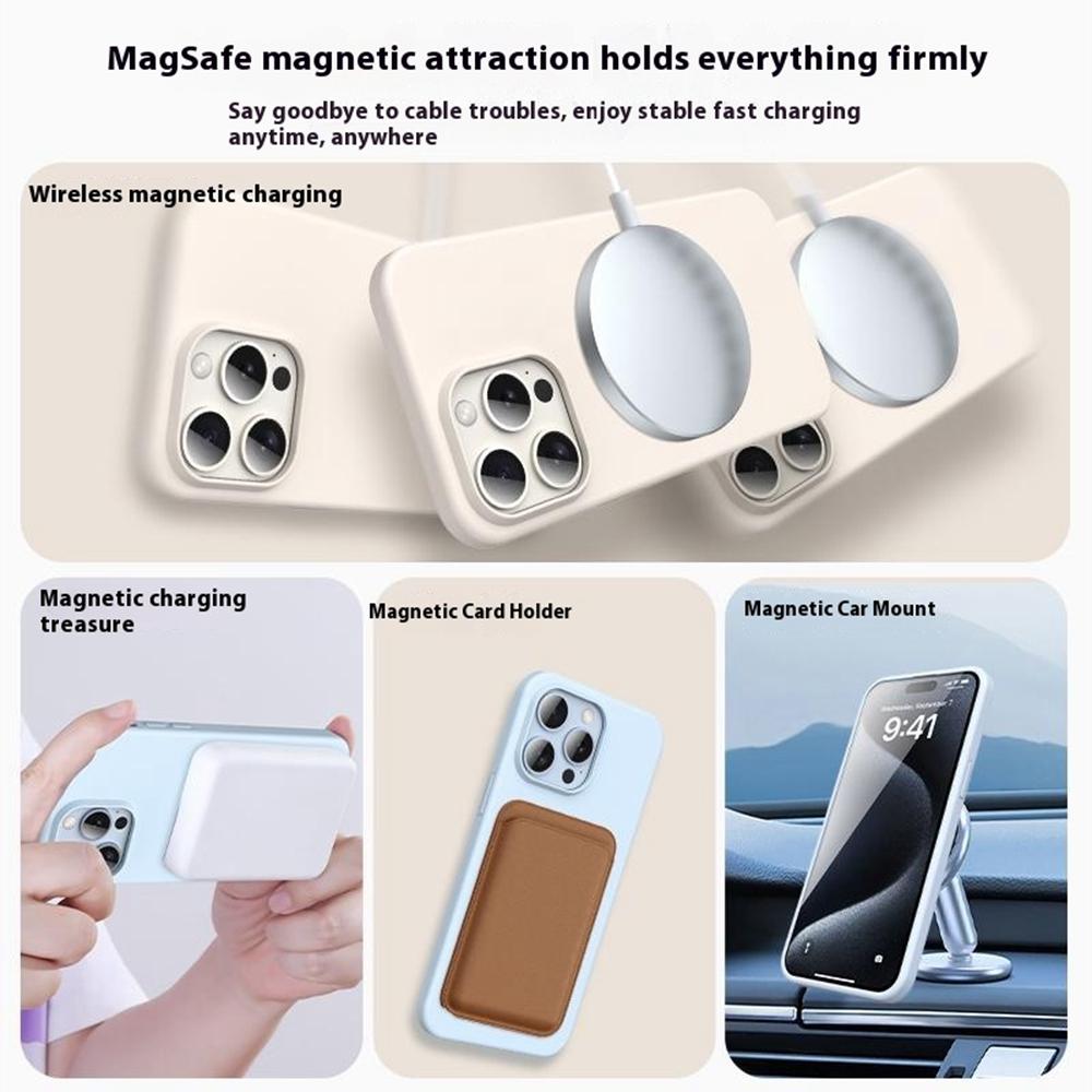 Чехол для iPhone 14 Pro, совместимый с MagSafe, ультратонкий, из жидкого силикона + ПК, чехол для телефона