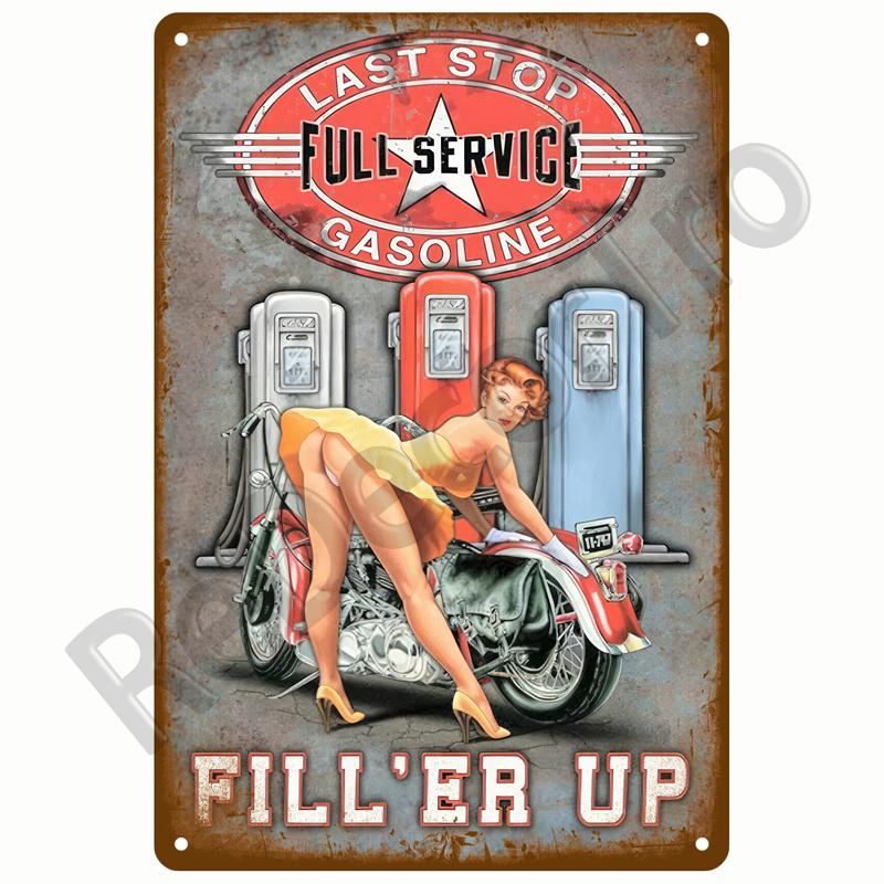 Vintage Decor Tin Sign Decorative Plaque Metal Sign Garage Gas Oil Spark Plug Tyre Service Man Cave Club Bar Home Wall Decor Art