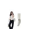 European High-Quality Metal Logo Knit Top - Short Sleeve, Round Neck, Casual & Versatile Design for Women