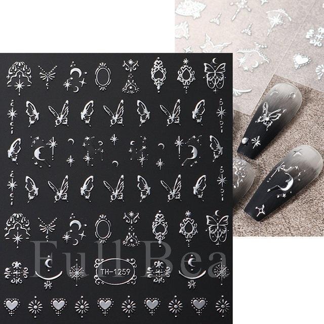 3D Золотая волна линия наклейки для ногтей мрамор синий геометрические абстрактные цветы слайдеры для дизайна ногтей наклейки фольга украшения для маникюра