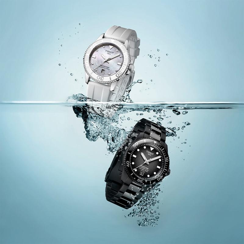 Tissot Коллекция Starfish Автоматический механический механизм Водонепроницаемость 300 метров Унисекс Часы 40 мм Черный циферблат T120.807.33.051.00