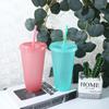 Reusable With Straws,Lid Drinkware Straw Drinking Cup Cold Drink Tumbler Plastic Tumblers Flash Powder Water Bottle