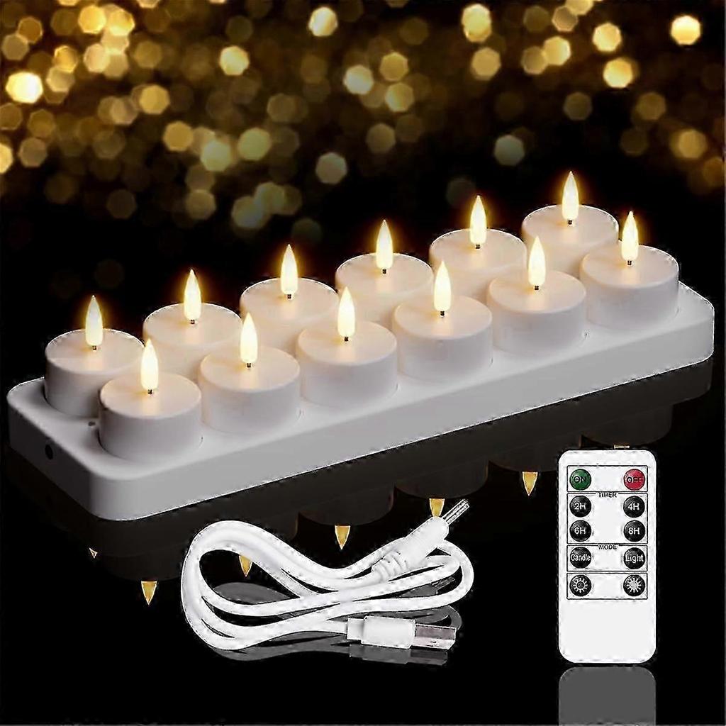 Rechargeable Tea Lights Candles, 12 Pcs Rechargeable Candles