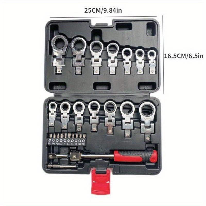 Набор из 27 гаечных ключей с трещоткой Flex Head, сменные головки Torx с трещоткой 6 мм-20 мм с отверткой, многофункциональный набор инструментов с кейсом
