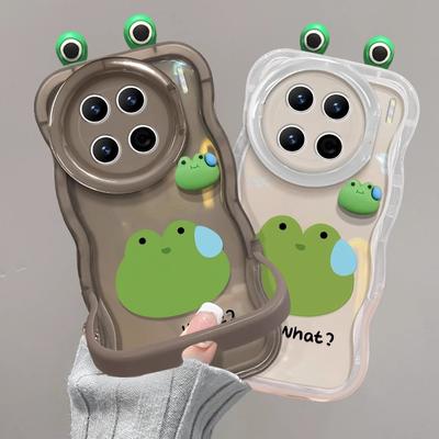 Подходит для чехла для мобильного телефона Opporeno12 Vivos19 Потная лягушка Кукла Xiaomi 14 Двойной кронштейн Прозрачный Противоударный