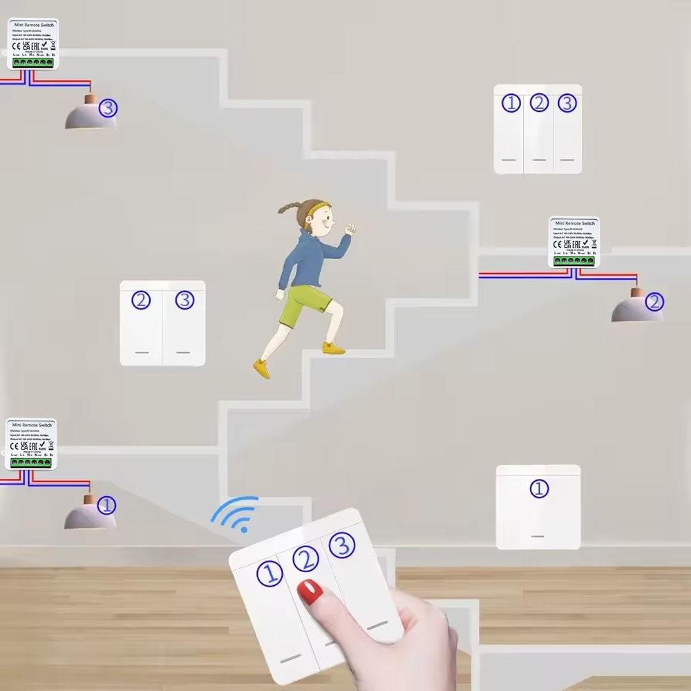Радиочастотный 433 МГц Умный выключатель света Мини DIY Беспроводной пульт дистанционного управления 1/2/3 клавиши Настенный панельный выключатель Релейный приемник 16А Модуль автоматизации