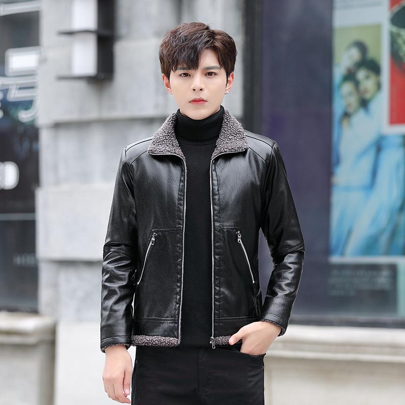 Winter Fleece Thickened Leather Jacket Men's Lapel Large Size Fur Jacket Sweater Integrated Men's Jacket
