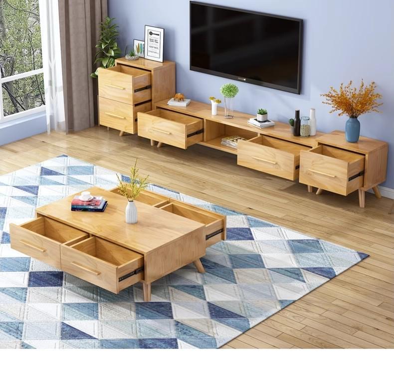 Solid Wood Coffee Table & TV Cabinet Set: Modern Luxury for Small Living Rooms or Bedrooms