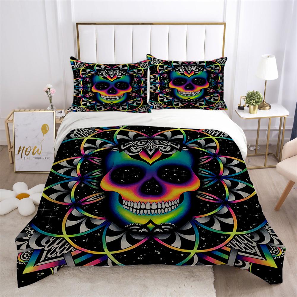 3D Skull Printing Bed Cover King Size Polyester Bed Clothes Design Soft High Ranking Home Bedclothes
