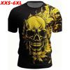 XXS-6XL Большие размеры Мужские футболки Модный принт черепа Harajuku Летний повседневный свитер с круглым вырезом Большие топы Футболки Мужская одежда