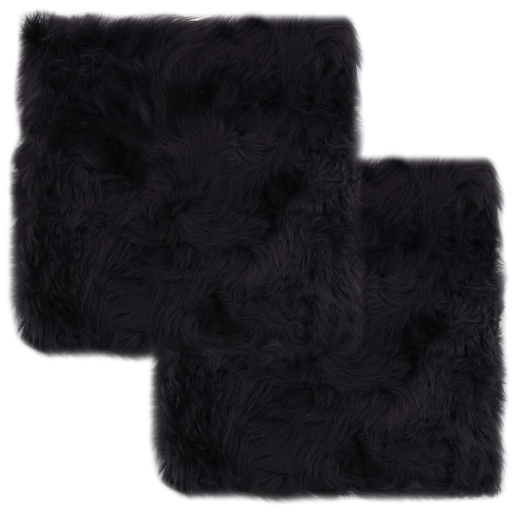 Seat Cushions 2 Pcs Dark Grey 40x40 cm Real Sheepskin