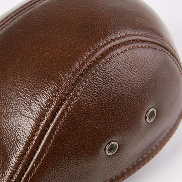 High Quality Cow Leather Hat Men's Fashion Warm Thickened Beret with Hidden Ear Protection