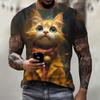 Мужская футболка с принтом 3D Ginger Cat Print Tees Tops Fashion Men Animal Pattern T Shirt Oversize Streetwear O-Neck Fashion