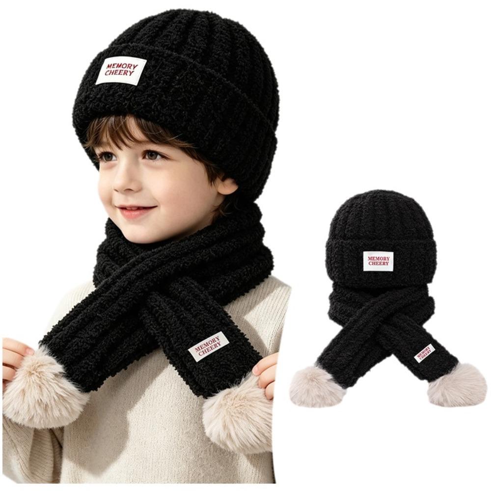 Knitted Kids Hat Scarf Set Soft Baby Beanie Hat New Children Winter Hat Cold Weather Accessories