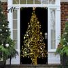 Waterproof Door Cover Christmas Colorful Print Decoration Backdrop Santa Claus Design Front