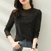 Fashion Slim Fitting Temperament Thin Sequins Tshirt Elastic Lace Bottoming Shirt Women's Long Sleeve Top