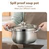 Stainless Steel Stock Pot 24cm Stockpot 201 Stainless Steel Spill Proof Soup Pot with  Handle Lid Glass for Kitchen Cookware