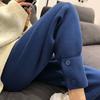 Women Winter Woolen Pants Thicken Warm Ankle-Length Harem Pants Office Lady Khaki Elastic Waist Fashion Women's Trousers