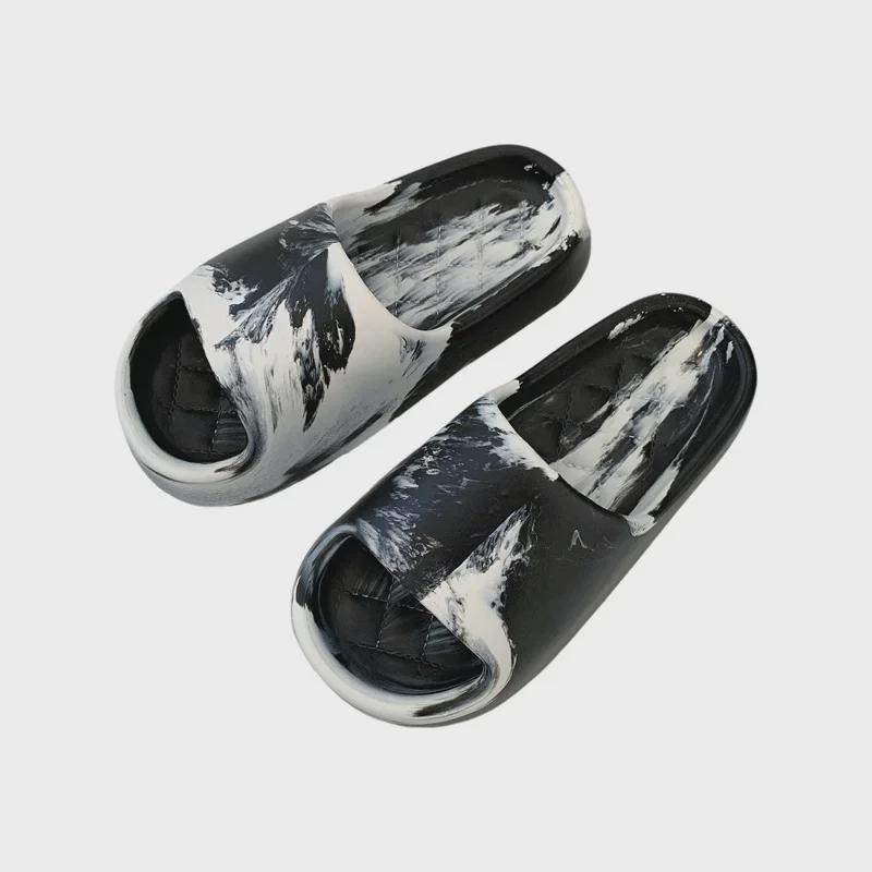Летние тапочки в уличном стиле из ЭВА на толстой подошве для мужчин и женщин: Дизайн Splash Ink, идеально подходит для улицы, дома и ванной.