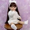 Кукла-реборн BZDOLL 55 см (22 дюйма) с полностью виниловым телом, девочка, в нарядном платье, с длинными каштановыми волосами, принцесса, малышка, прекрасный подарок на день рождения, игрушка ручной работы.