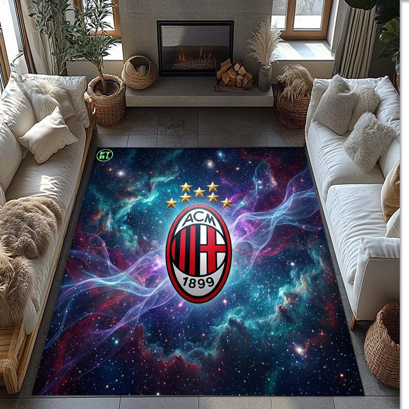 Фланелевый ковер с принтом AC Milan, нескользящий, мягкий, из полиэстера, для пола, декоративный коврик для спальни, гостиной, дивана, игровой комнаты, домашний декор