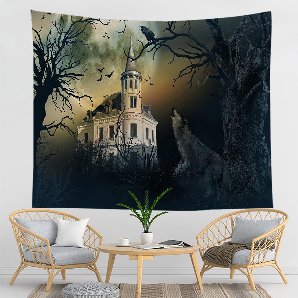 Home Decor Halloween Wall Hanging Gothic Print Tapestry  Witchcraft Supplies Dorm Rug 230x180cm Tapiz