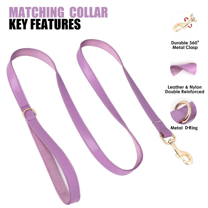5ft Heavy Duty Dog Leash, Durable Smooth PU Leather & Reinforced Nylon, Comfortable Anti-Pull Puppy Walking Leashes