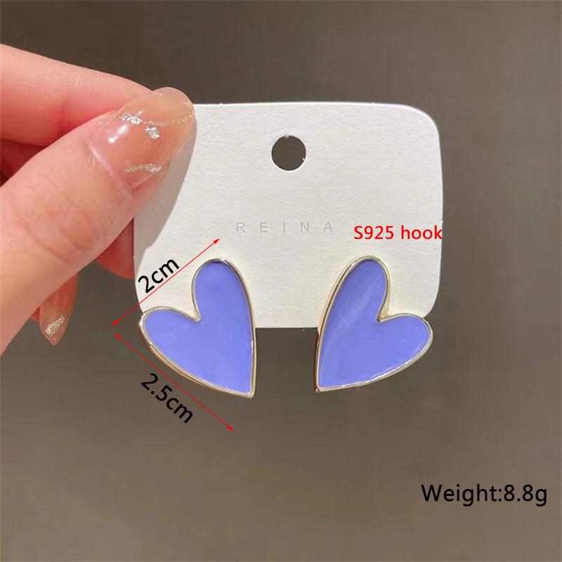 Heart Dangle Earrings for Women Colorful Enamel Crystal Love Heart Sweet Korean Female Drop Earrings aretes de