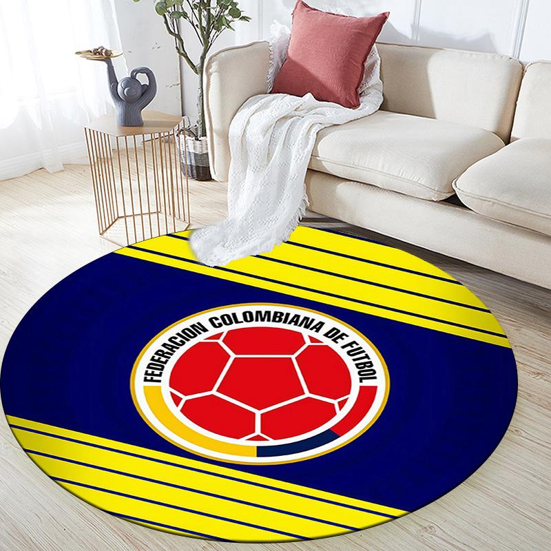 Federación Colombiana de Fútbol Round Area Rug,Carpet Rug for Living Room Bedroom Sofa Playroom Decor,Non-slip Floor Mat