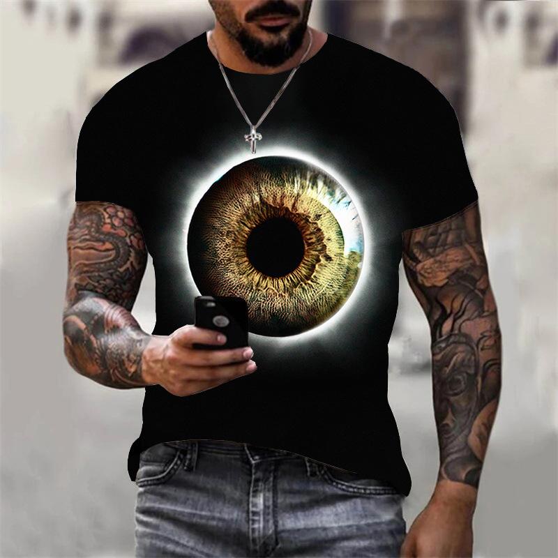 Футболка с 3D принтом Fire Eye для мужчин и женщин, повседневная летняя футболка с животными, мужские свободные топы с круглым вырезом и короткими рукавами, дышащие парные футболки