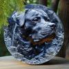 2d Flat 20*20cm, Rottweiler-Themed Wooden Garden Sign, Spring Decor, Faux Ice Sculpture Design, Round Wreath for Windows and Gifts
